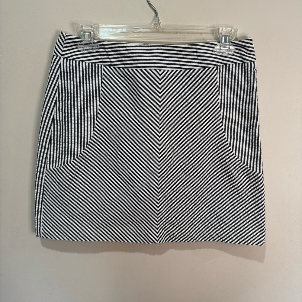 Sandro Blue & White Striped Seersucker Mini Skirt Women's Size 4 100% Cotton